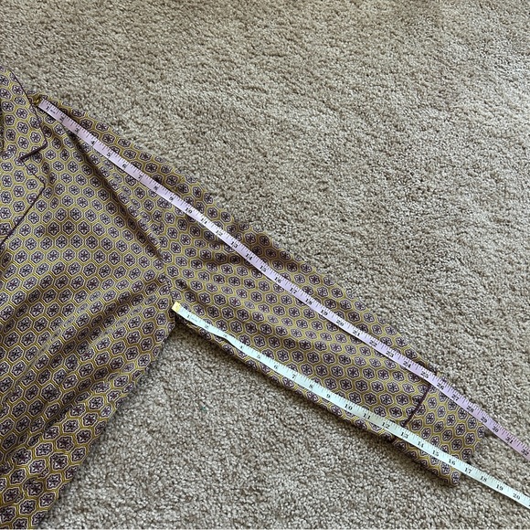 Zara Brown Patterned Button-Up Geometric Patterned Pajama Top Blouse Size Medium - Picture 11 of 11